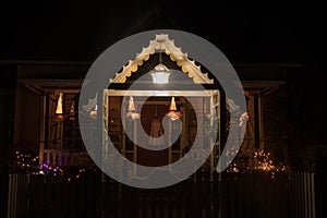 Halloween night lights decorating house