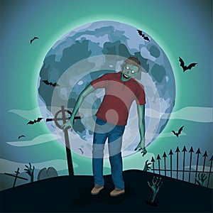 Halloween night moon zombi, zombie evil spirits monster beast photo