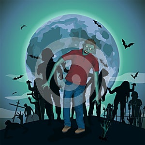 Halloween night moon zombi zombie evil spirits monster freak