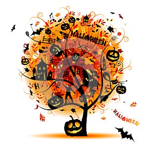 Halloween night party, concept tree