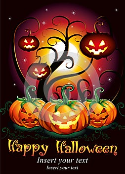 Halloween night poster with punpkins
