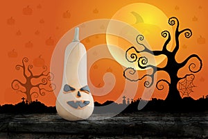 Halloween night with pumpkin on the moon background