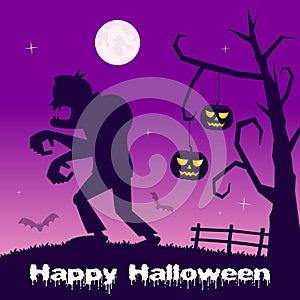 Halloween Night - Pumpkins and Zombie