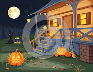 Halloween night. Vector illustration.