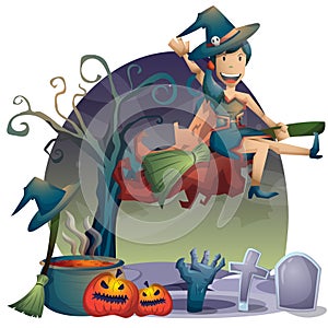 Halloween object vector cartoon with separated layers