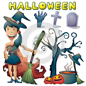 Halloween object vector cartoon with separated layers