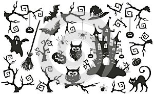 Halloween objects set