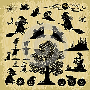 Halloween Objects and Subjects Silhouettes