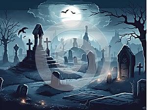 Halloween old Graveyard dark grey Background