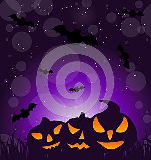 Halloween ominous pumpkins on moonlight background