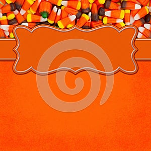 Halloween orange candy corn square border with copy space