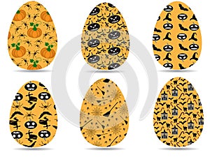 Halloween orange eggs vector icons set