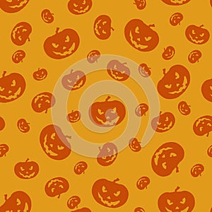 Halloween Orange Pumpkins Seamless Background