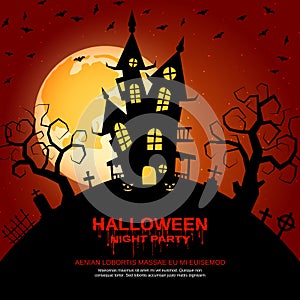 Halloween orange scary night vector background