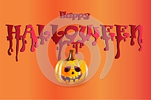 Halloween bloody text pumpkin party background card