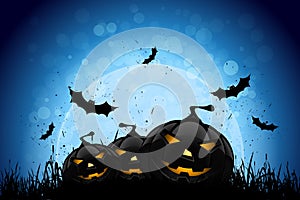 Halloween Party Background with Pumpkins and Moon