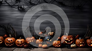 Halloween party border over a dark black banner background.