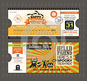 Halloween party card in Train Ticket pass style