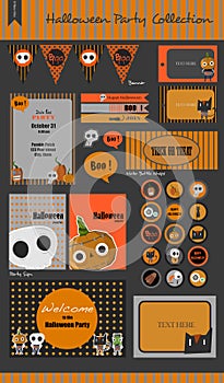 Halloween party collection.vector Halloween labels, icons, elements, greeting card.