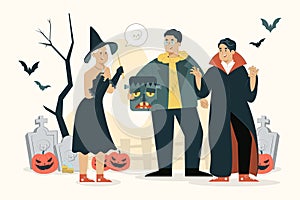 Halloween party concept monster theme illustration