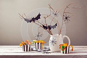 Halloween party decorations with spiders