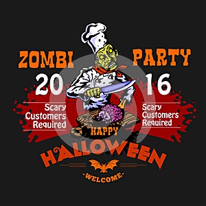 Halloween Party Design template with zombie and place for text.