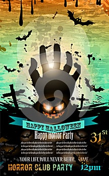 Halloween Party Flyer with creepy colorful elements