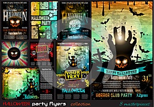 Halloween Party Flyer with creepy colorful elements