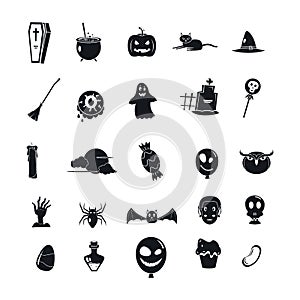 Halloween party icon set, simple style