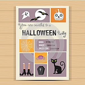 Halloween party invitation cards background with hand letterin