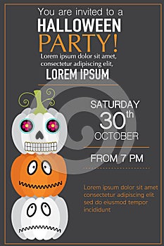 Halloween party invitation cards with jack o lantern vector. ill