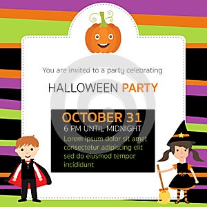 Halloween party invitation cards witch,vampire characters vector