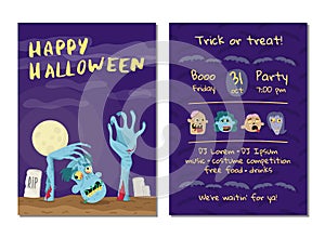 Halloween party invitation with undead man