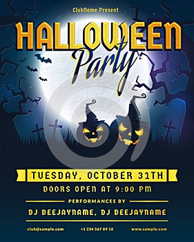 Halloween party invitation. Vector flyer.
