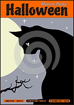 Halloween party poster or invitation template. Vector illustration