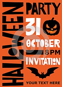 Halloween party poster. Lettering