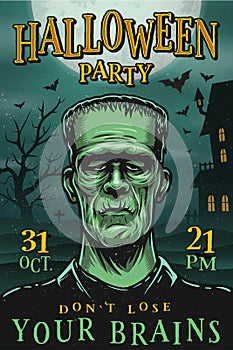 Halloween party poster with monster