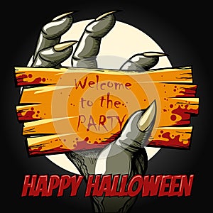 Halloween Party poster with monster hand