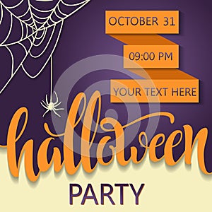 Halloween party poster. Placard for a party on All Saints Day. Lettering Halloween
