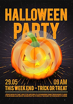 Halloween Party Poster With Scary Pumpkin