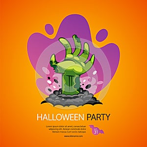 Halloween Party Poster with Zombie Hand