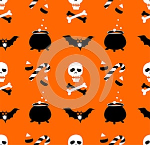 Halloween party seamless pattern. Flat style design vector illustration