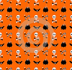 Halloween party seamless pattern. Flat style design vector illustration