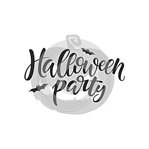 Halloween party vector brush lettering. Handwritten Halloween typography print.