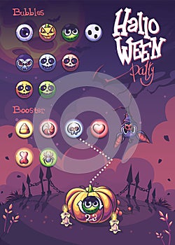 Halloween Party vector illustration bubbles and boosters