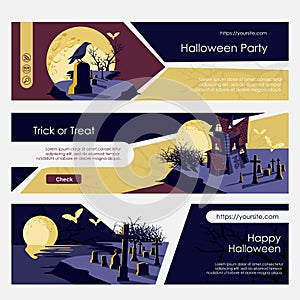 Halloween party web banners set