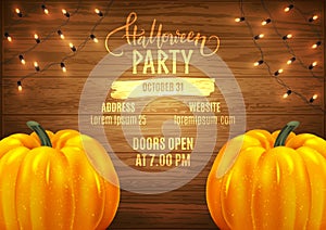 Halloween patry poster design advertisement, realistic pumpkins