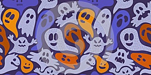 Halloween pattern with cute ghosts
