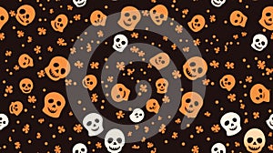 a halloween pattern with skulls and bones on a black background