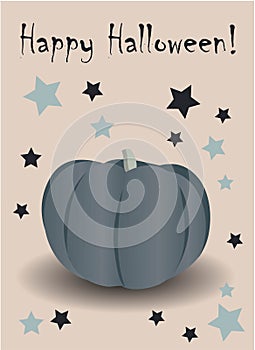 Halloween postcard. Cute pumpkins on a dark background. Magic night of the dead